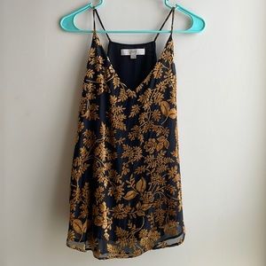 Black and gold velvet textured tank top
